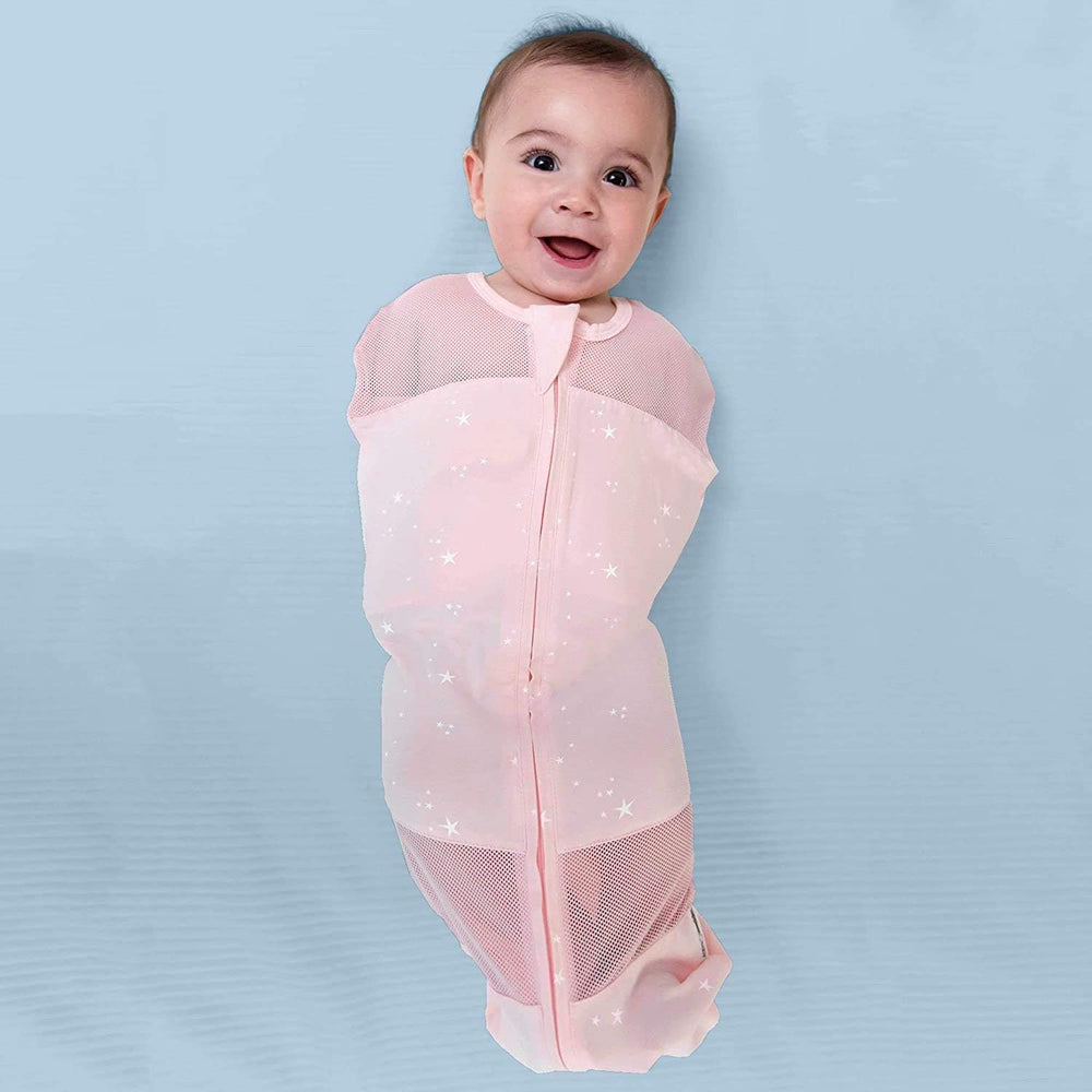 Happiest Baby Sleepea rose-stars xl length provides roomy fit.