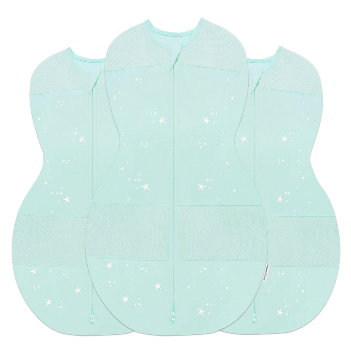 Happiest Baby Sleepea teals stars small close-up showing secure wrap for peaceful sleep