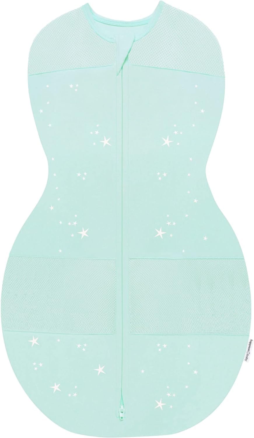 Happiest Baby Sleepea Teal Stars swaddle provides secure wrap for calm, restful nights