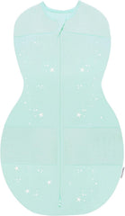 Happiest Baby Sleepea Teal Stars swaddle provides secure wrap for calm, restful nights