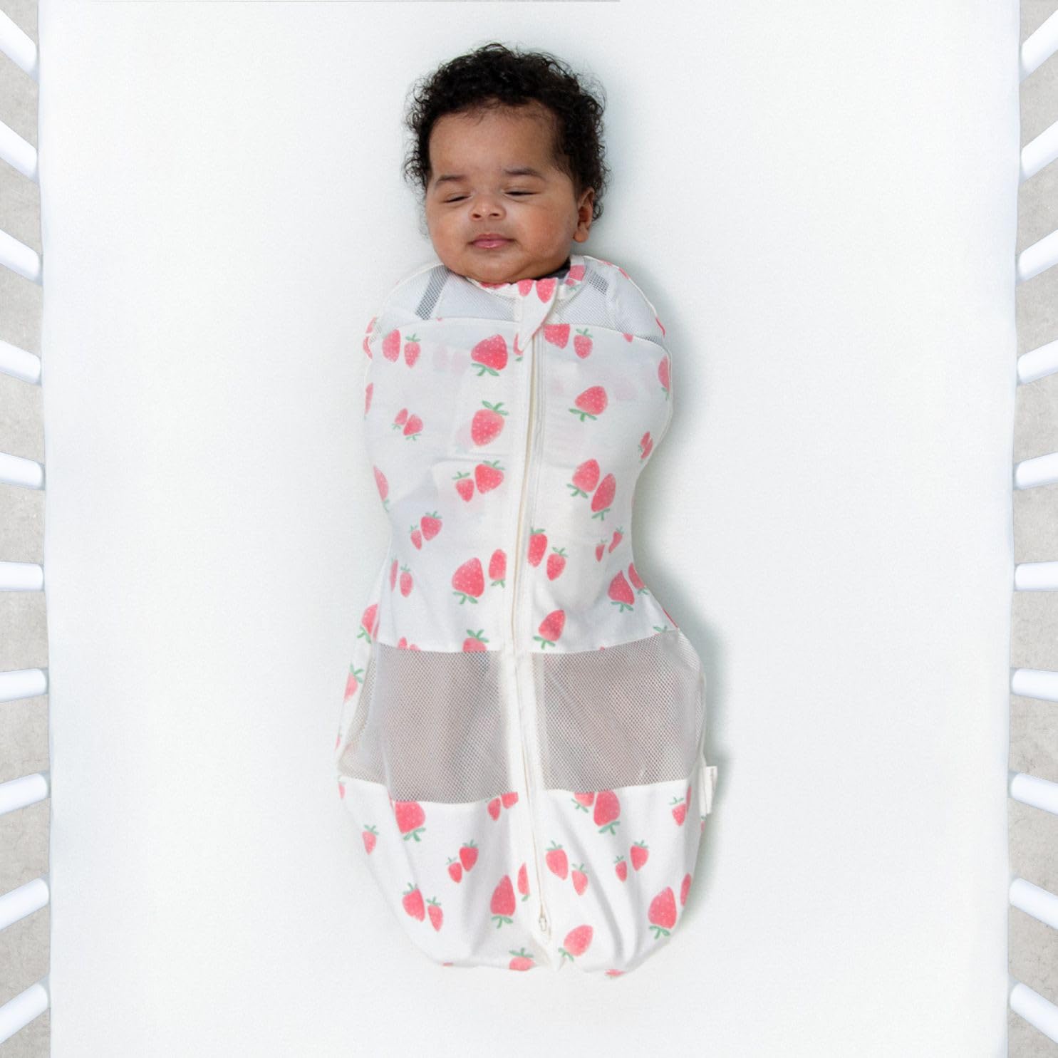 Happiest Baby Sleepea two-way zipper in use for easy midnight diaper changes