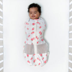 Happiest Baby Sleepea two-way zipper in use for easy midnight diaper changes