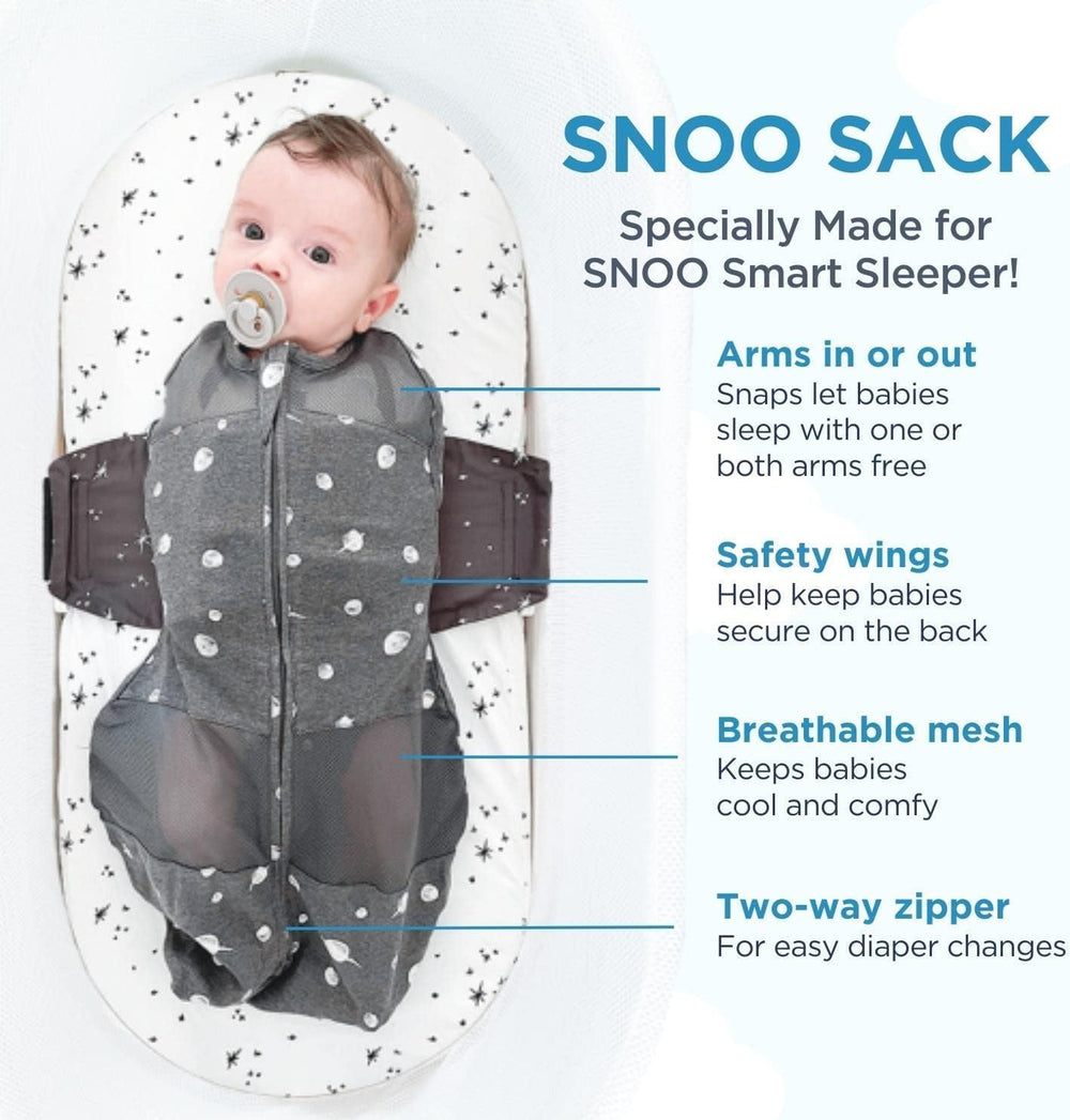 Happiest Baby SNOO Sleep Sack with Velcro closure for escape-proof security during sleep