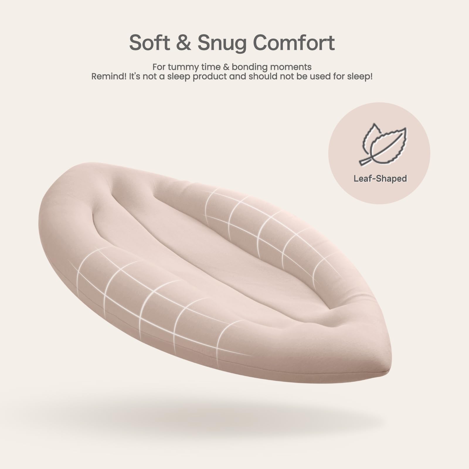 Happle sunny baby lounger with 360° padded sides supports tummy time play.