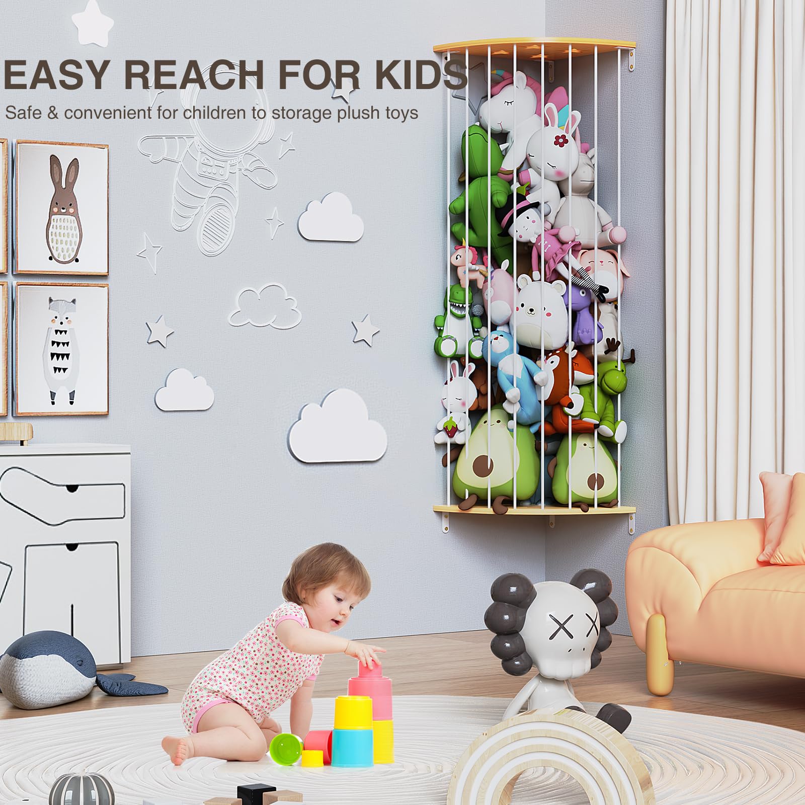 Happnear 80-inch hammock extended shows large capacity for plush toys.