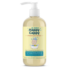 Happy Cappy baby shampoo bottle with fragrance-free, gentle formula for sensitive skin.