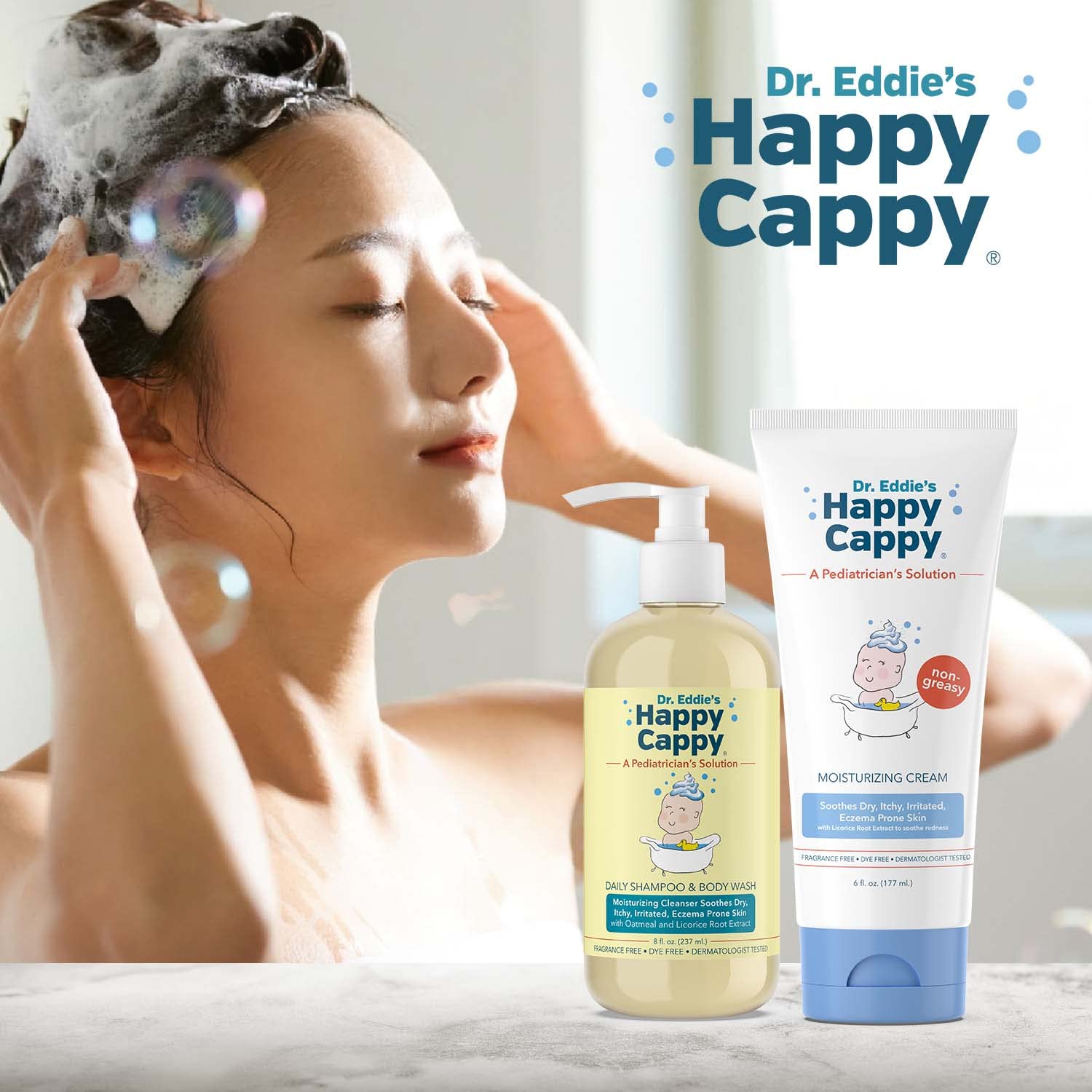 Cream being applied after bath for quick absorption and smoothness.