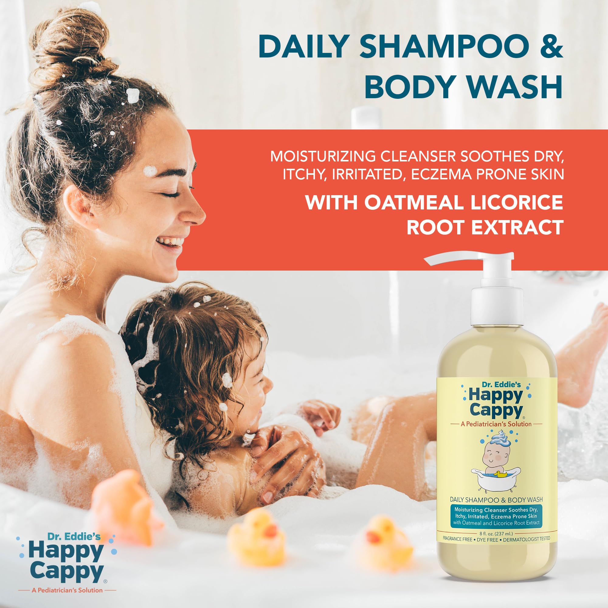 Happy Cappy bottle used during bath time with kids