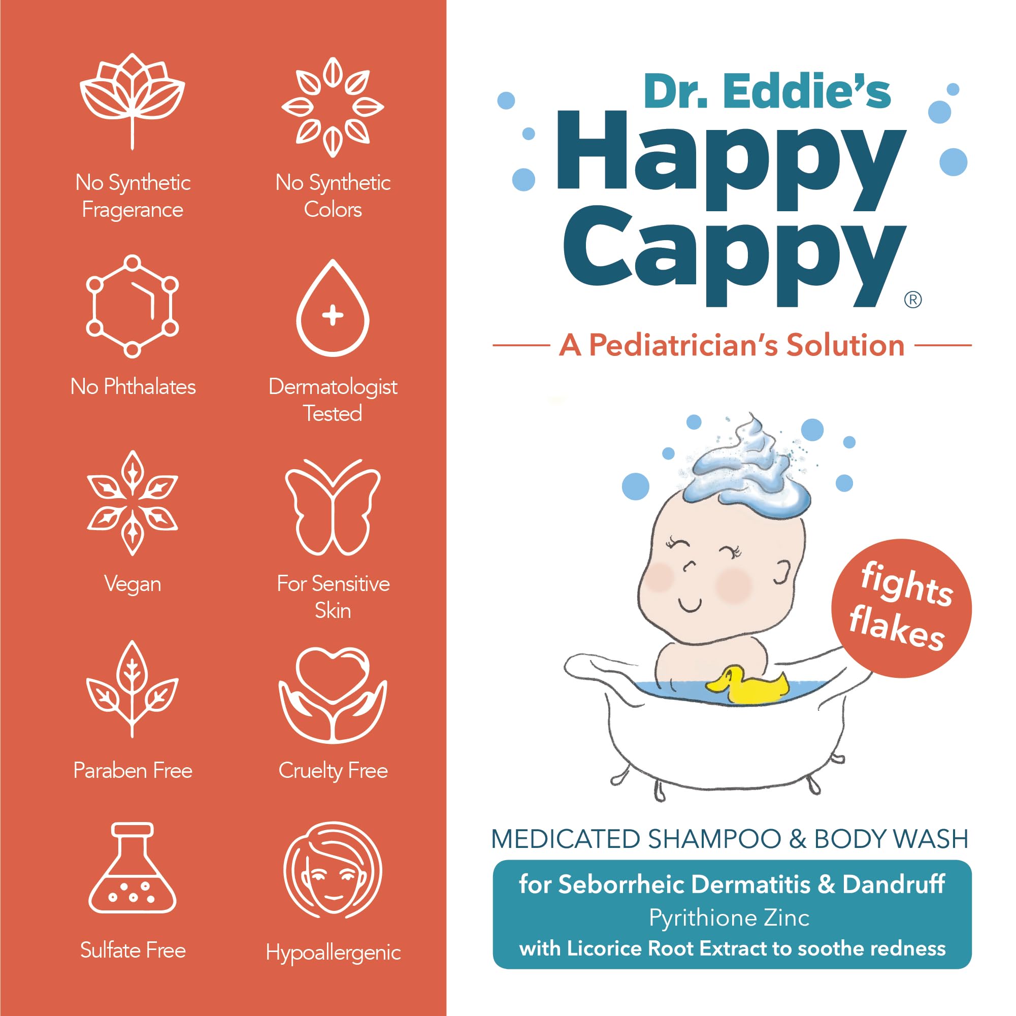 Happy Cappy Dr. Eddie's Medicated Shampoo demonstrates cradle cap use on children