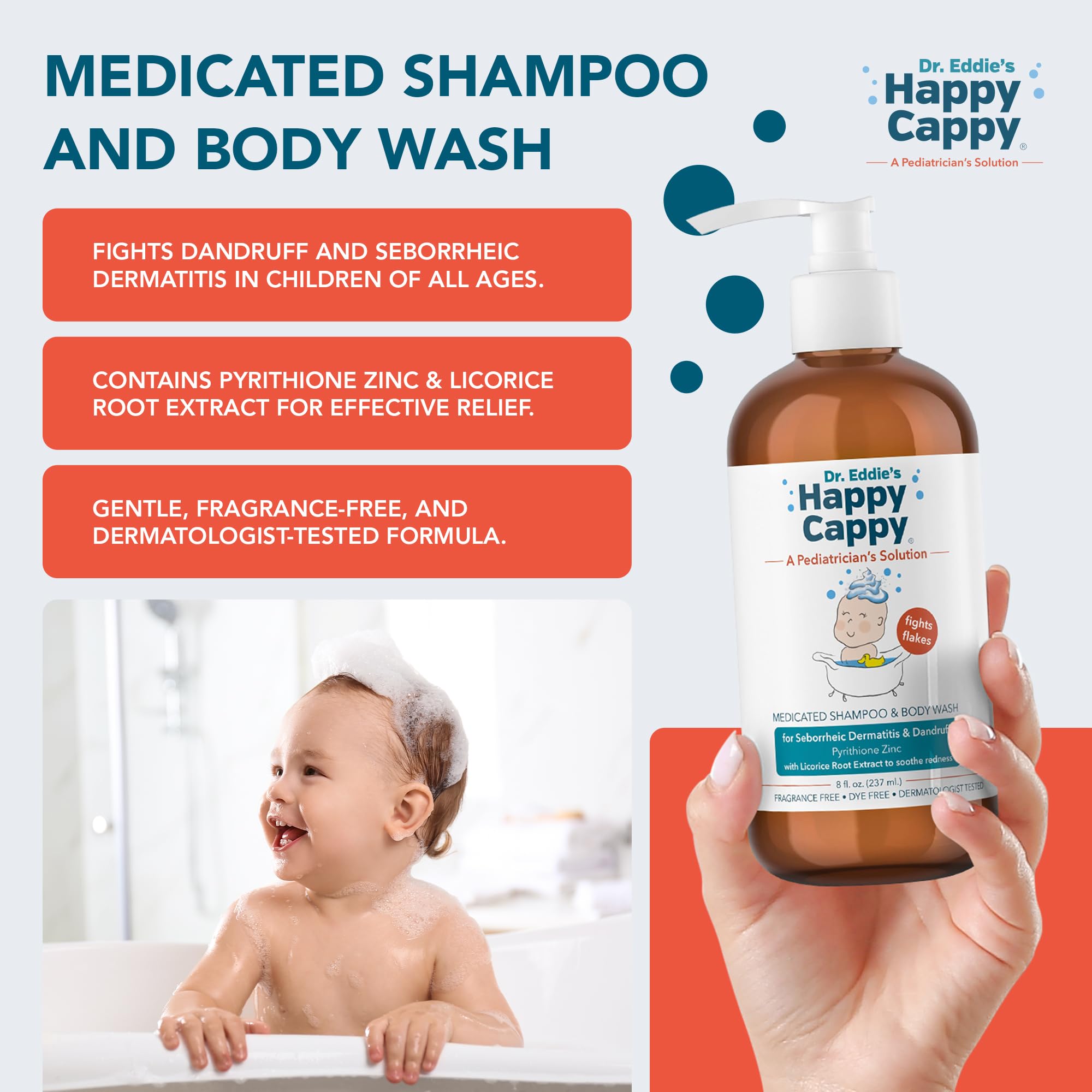 Happy Cappy fragrance-free label highlights sensitive-skin friendly formulation