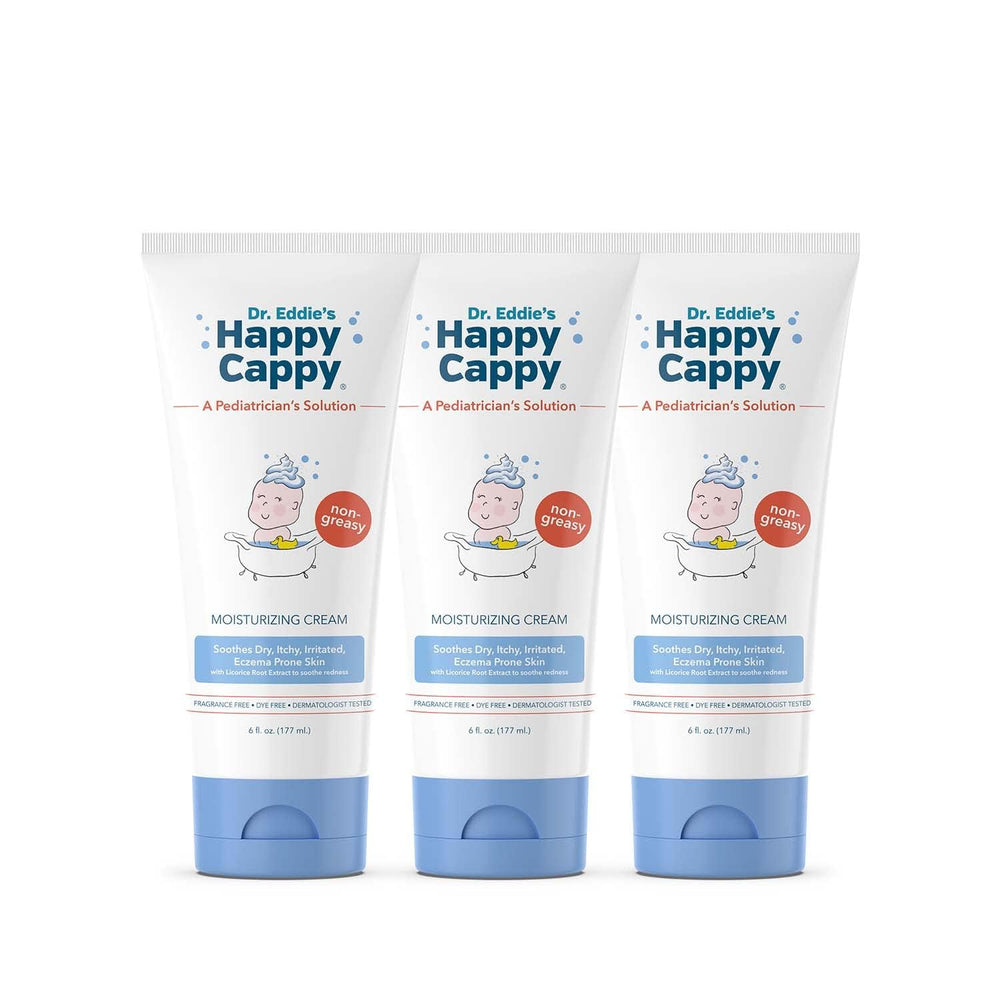 Happy Cappy hypoallergenic comfort tub communicates gentle, irritation-free hydration.