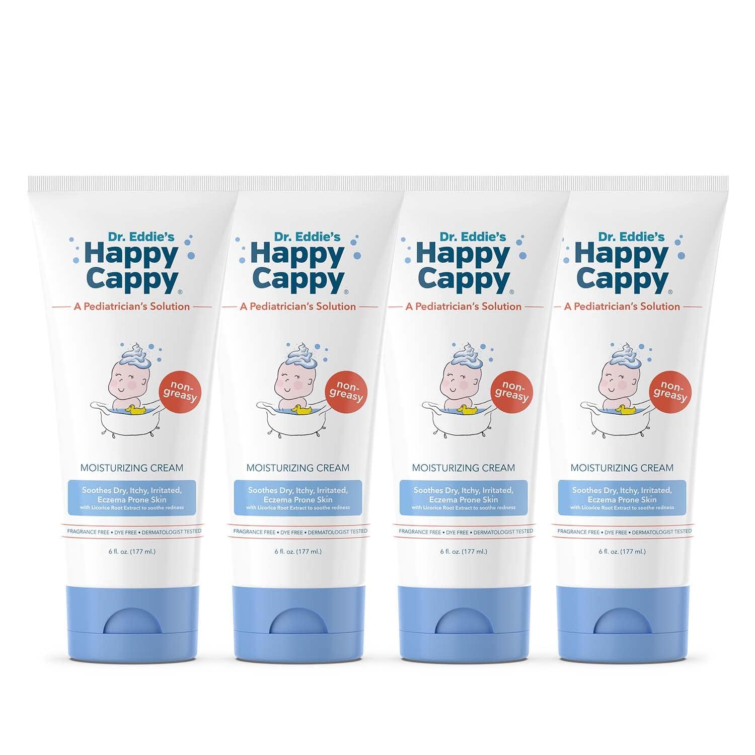 Happy Cappy four-pack display in cart-ready packaging, ideal for families