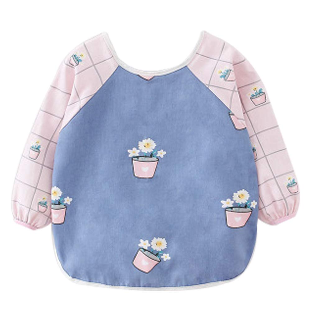 Happy Cherry feeding bib with waterproof long sleeves protects clothes during meals.