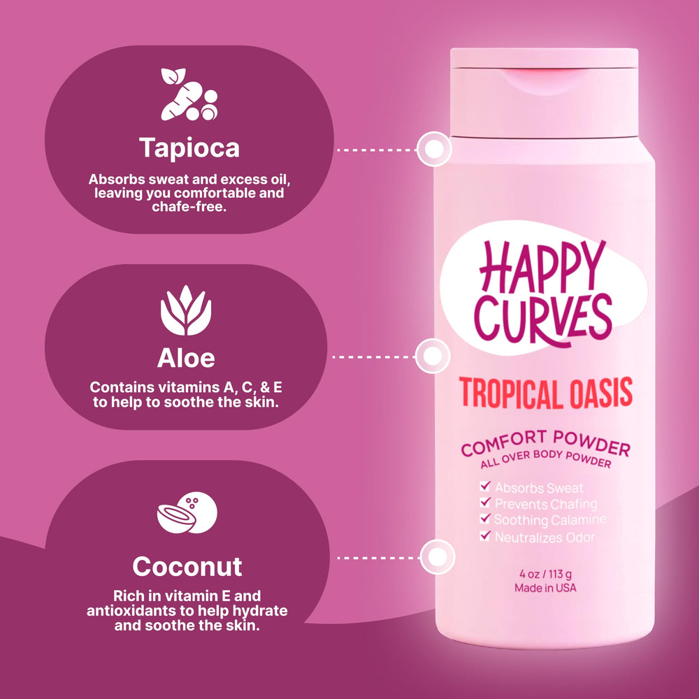 Happy Curves Comfort Powder scoop-dispense for easy, mess-free application