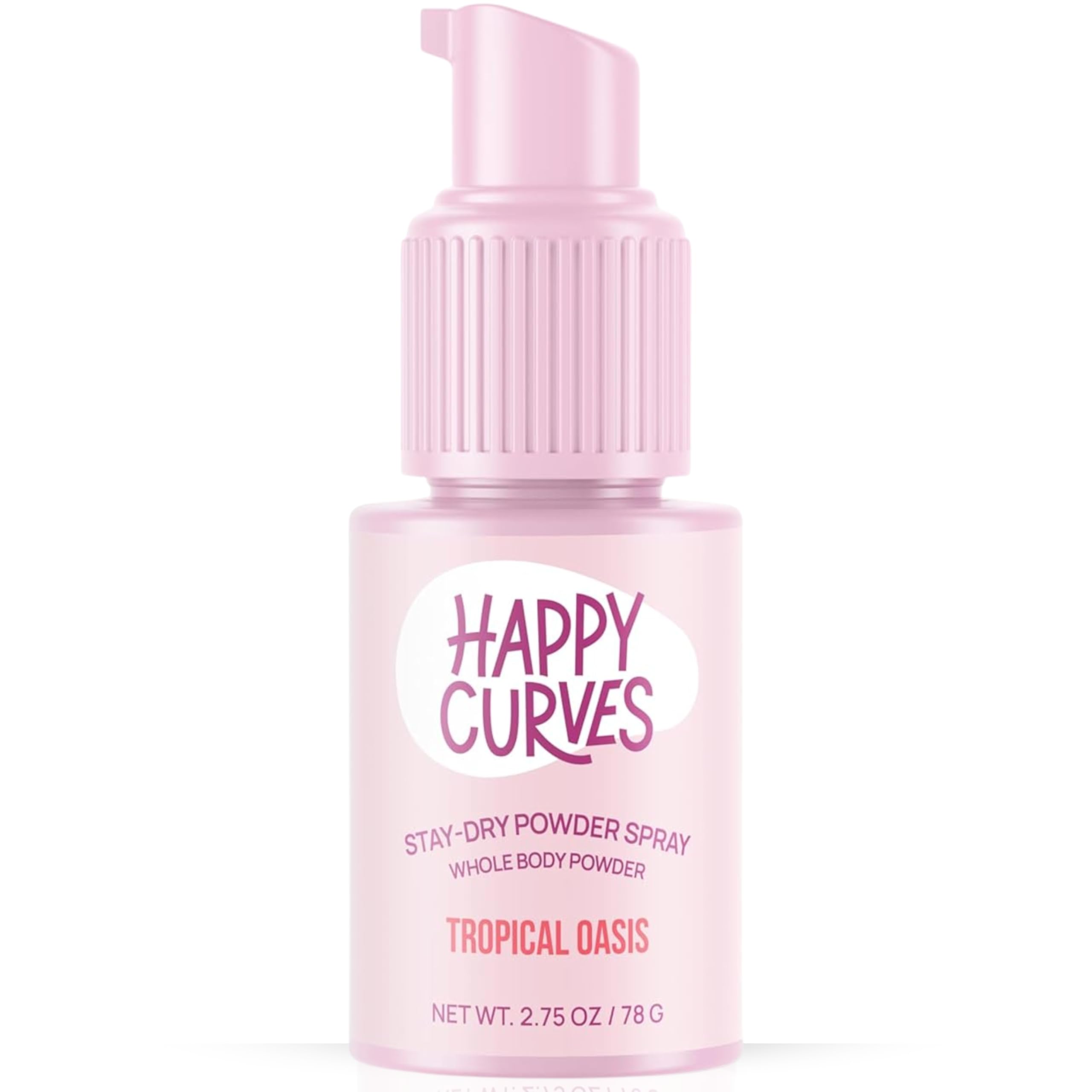 Happy Curves Stay Dry Powder Spray bottle for quick dry touch-ups to reduce chafing during workouts.