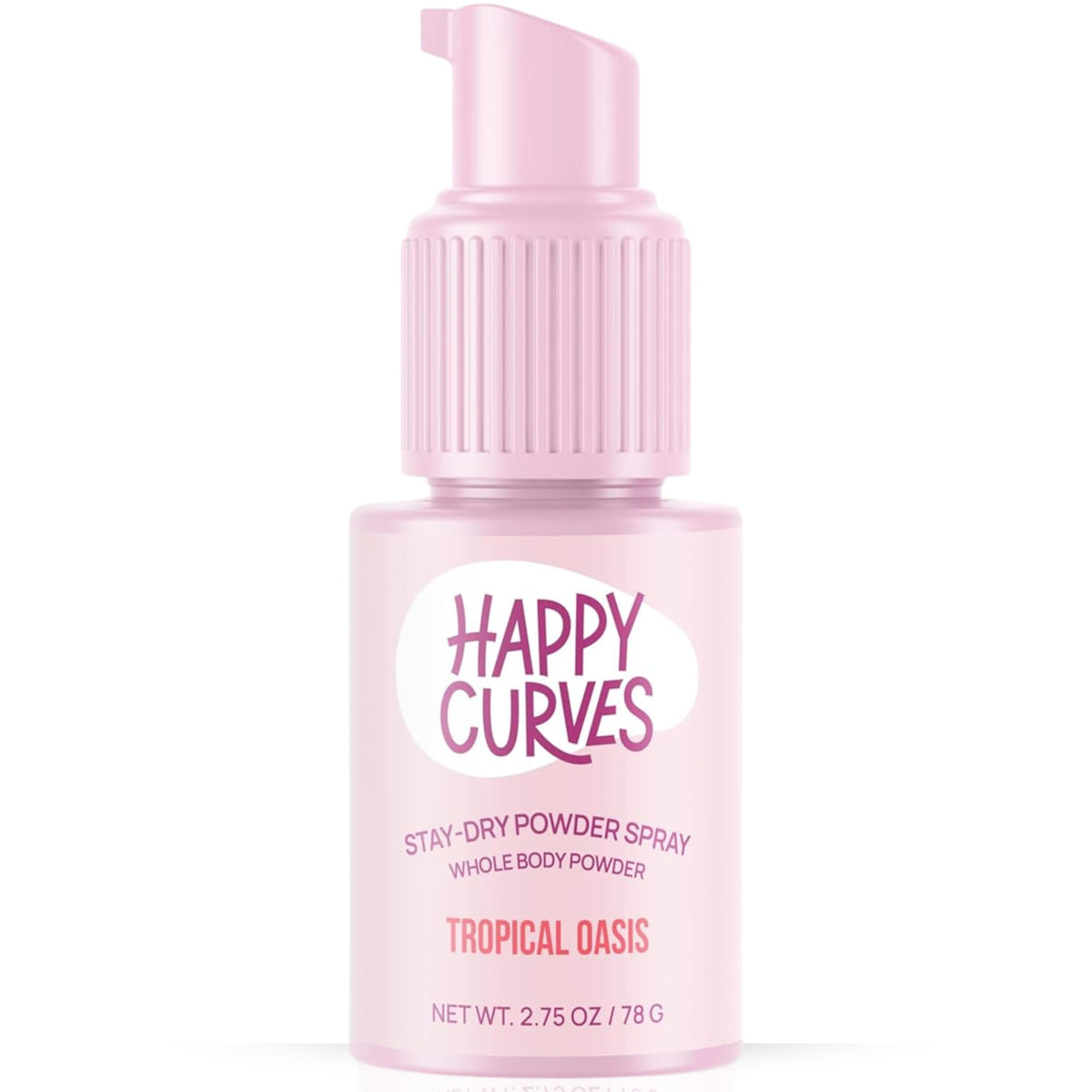 Happy Curves Stay Dry Powder Spray bottle for quick dry touch-ups to reduce chafing during workouts.