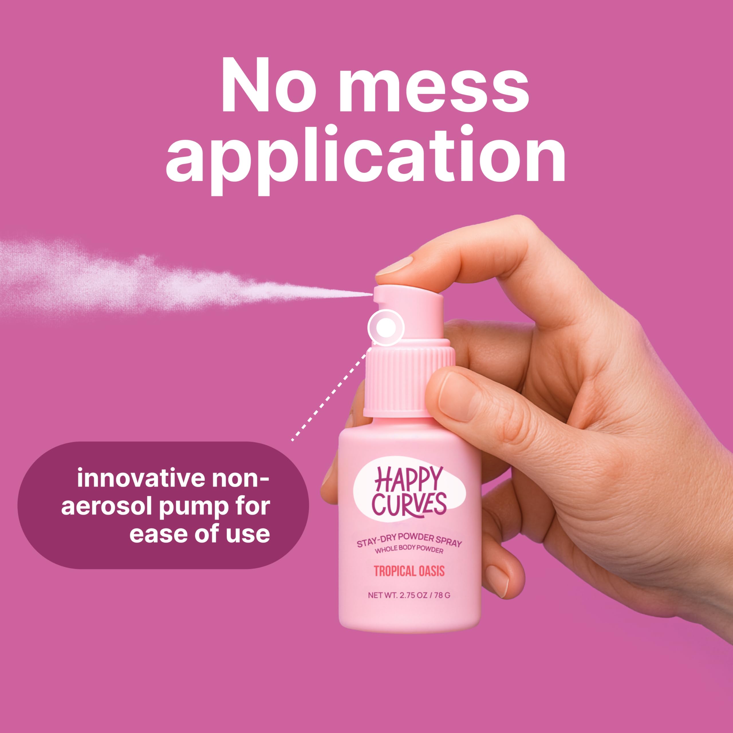 Talc-free ingredients highlight tapioca, calamine, and chamomile for gentle care.