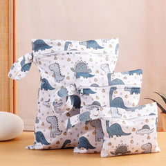 Happy Flute dinosaur wet bag for beach and diaper storage—waterproof and reusable