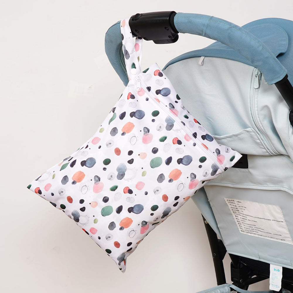 Happy Flute reusable wet bag reduces waste, lattice print adds flair.