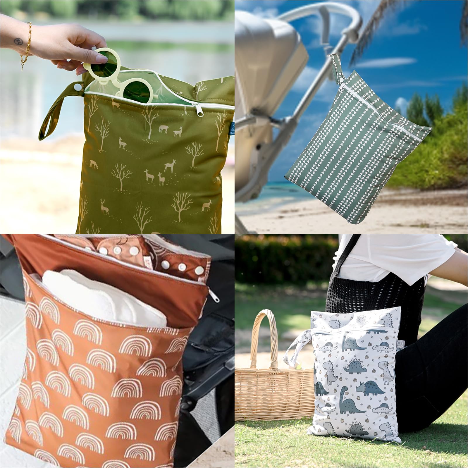 Happy Flute wet bag stroller hanger for convenient travel.