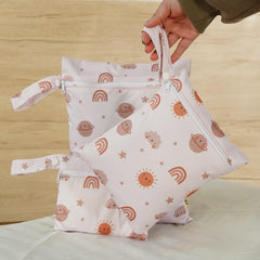 Happy Flute wet bag with a sturdy zipper keeps contents secure at the beach or pool.