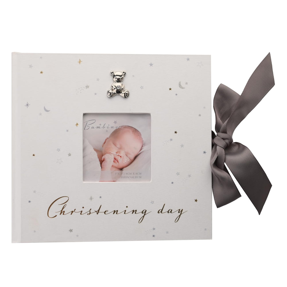 Happy Homewares Bambino christening keepsake album cover with Starry Night design for elegant memories