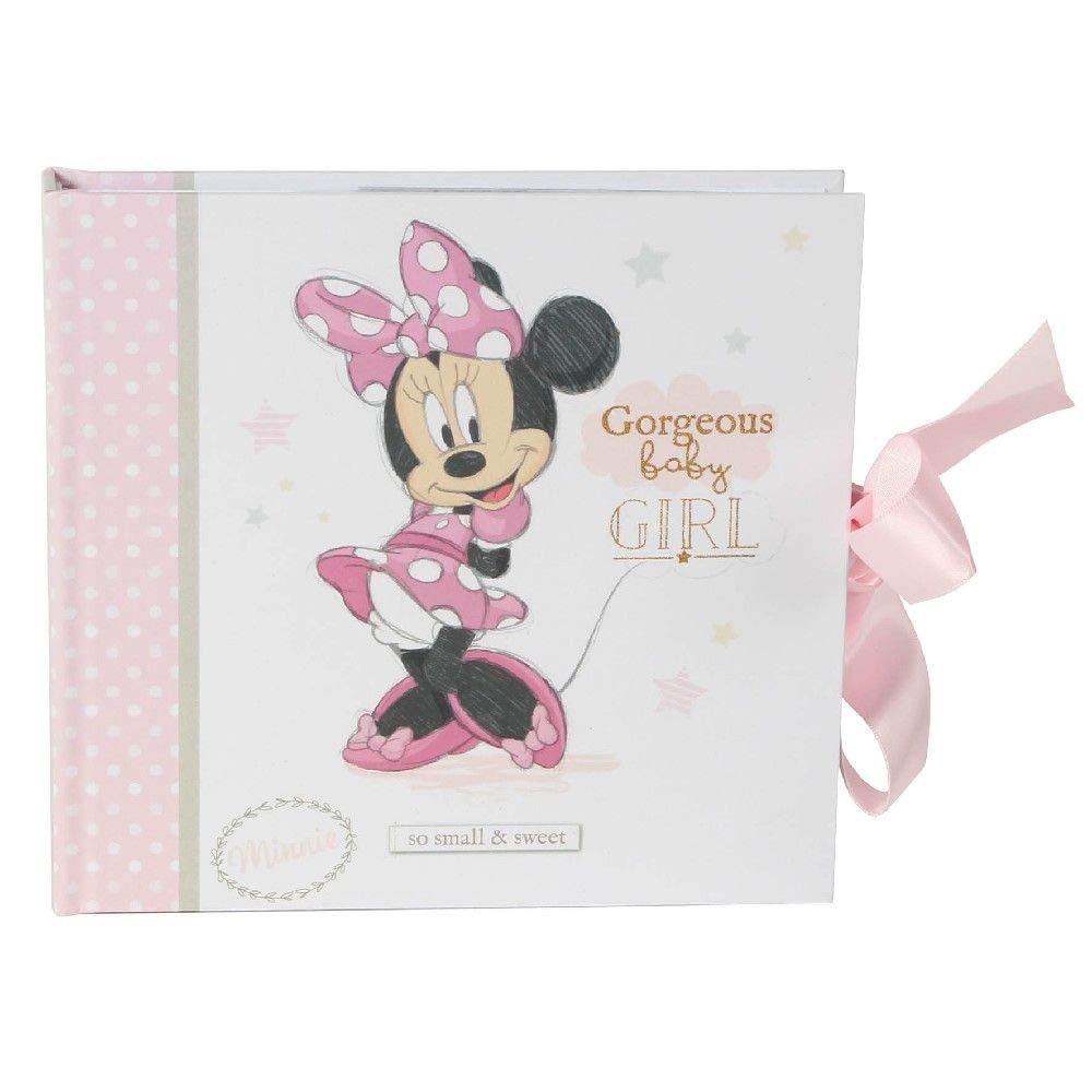Happy Homewares Minnie Photo Album cover with Minnie illustration and glitter title for keepsakes.