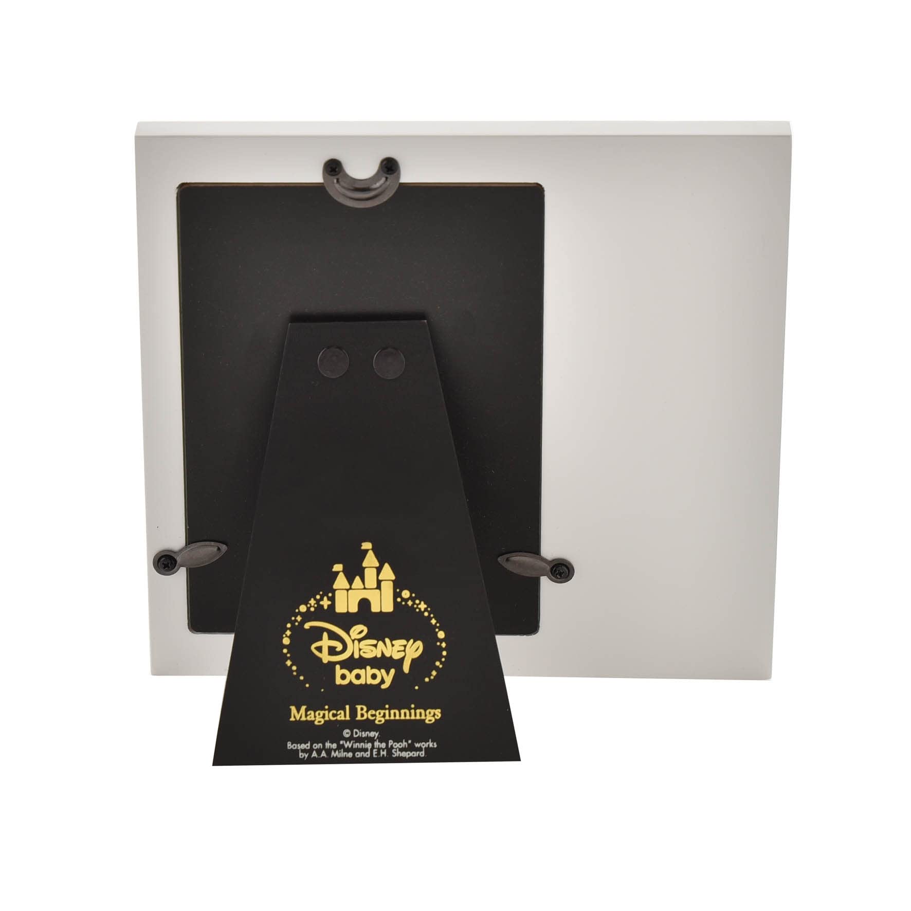 Compact 7.3x7.3 inch Winnie the Pooh frame fits shelves and mantels to preserve memories.