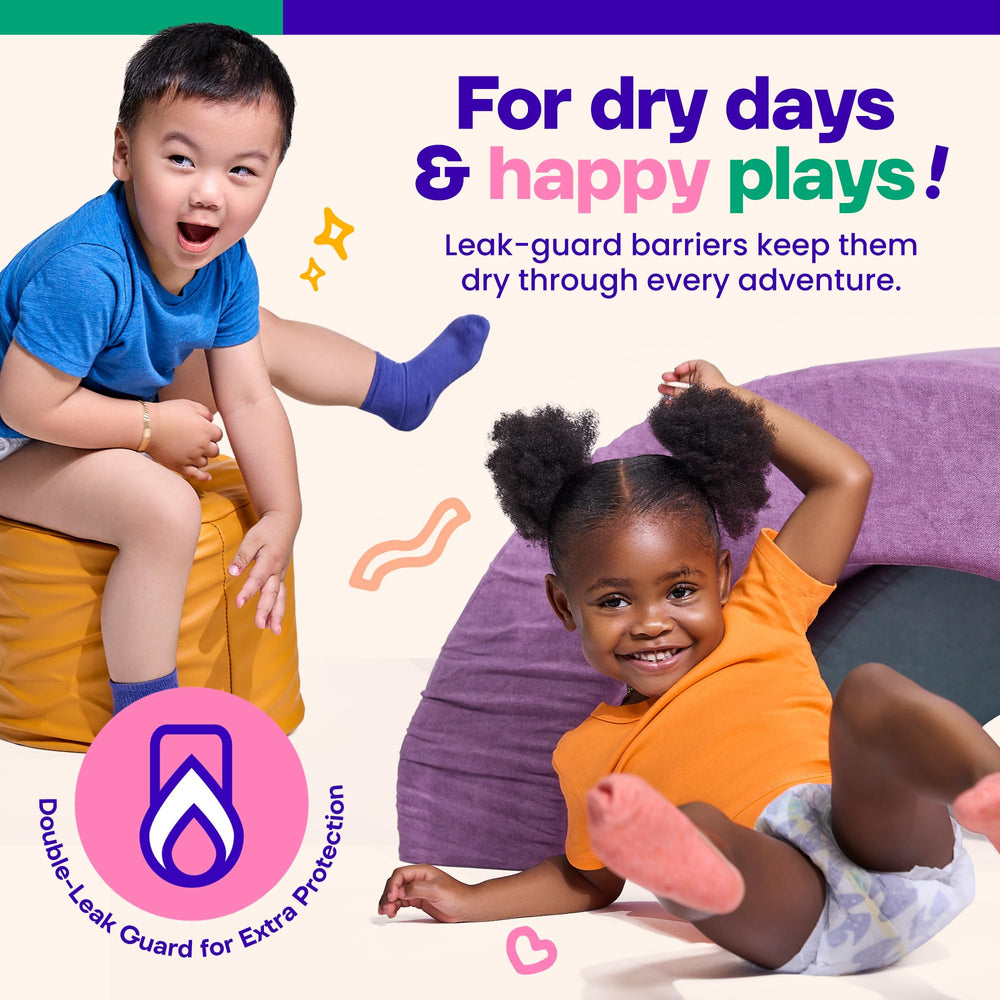 Breathable back sheet on Happy Hues Go-Getters diaper promoting dryness