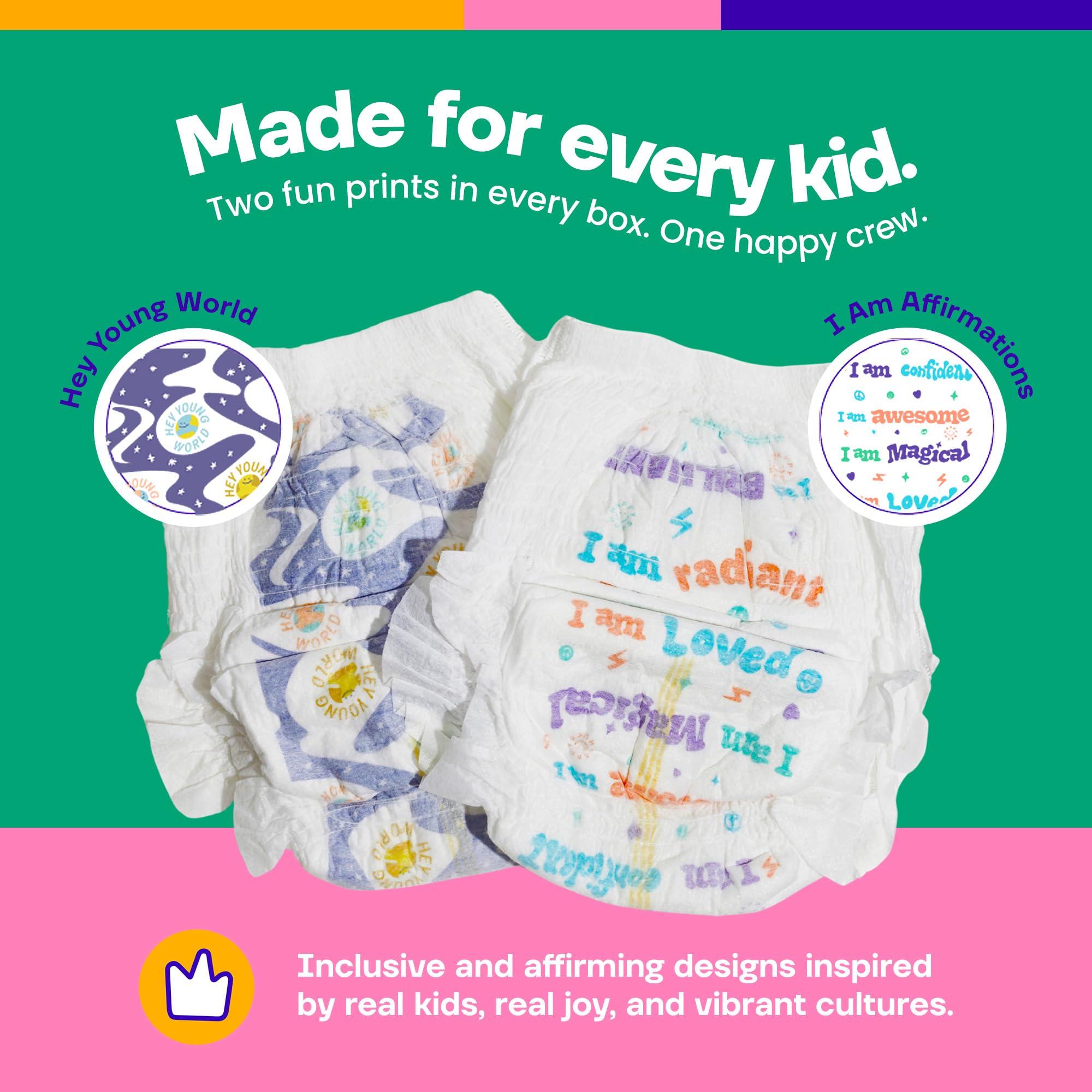 Happy Hues Go-Getters diaper featuring elastic waist and leg cuffs for a flexible fit