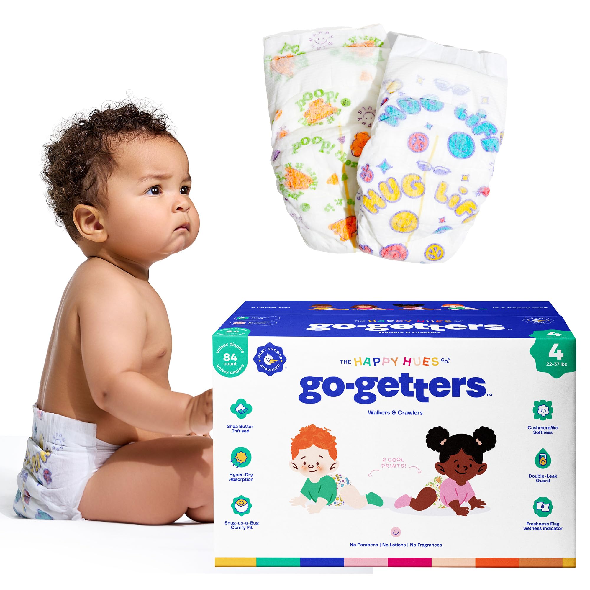 Happy Hues Go-Getters diaper outer design with playful patterns for daily changes