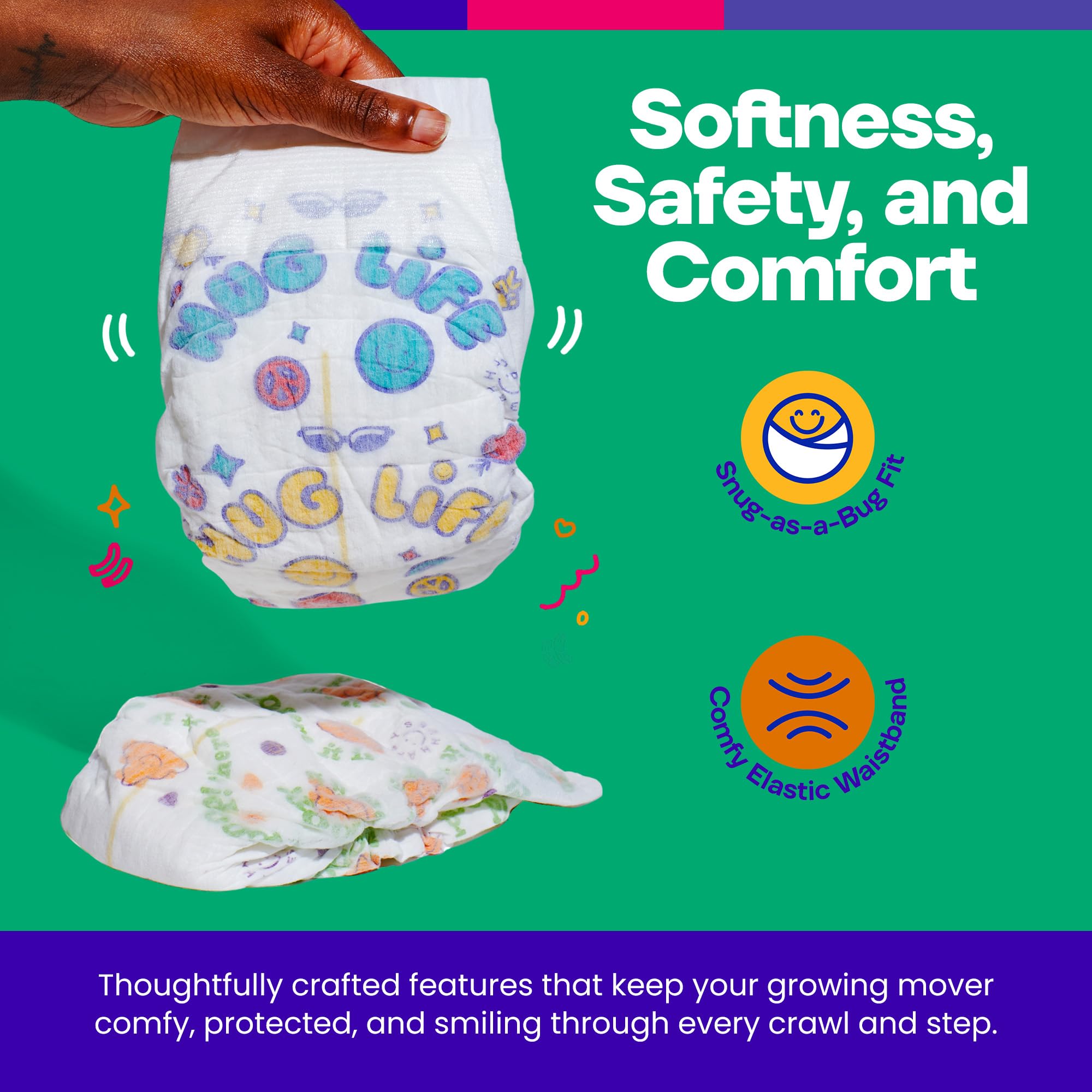 Happy Hues Go-Getters diaper showing wetness indicator for easy timing