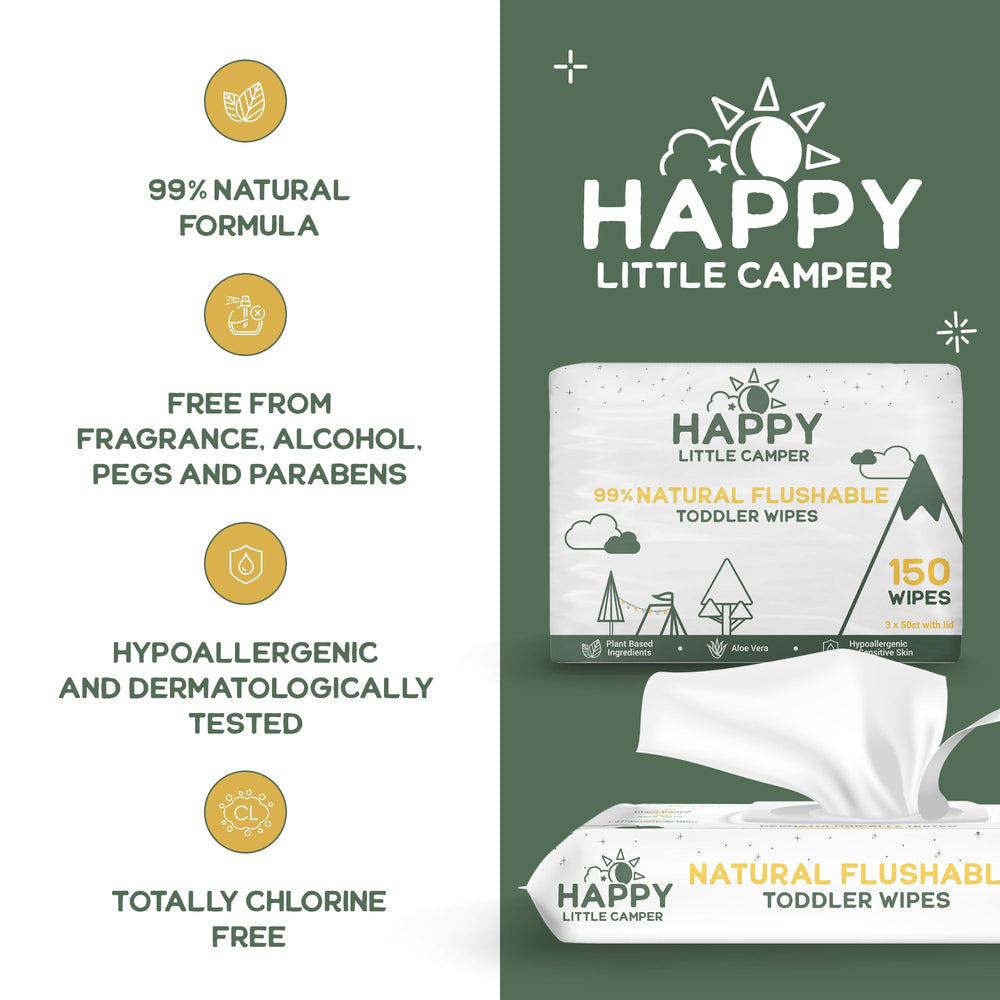 Happy Little Camper wipes with aloe vera and chamomile for soothing cleansing
