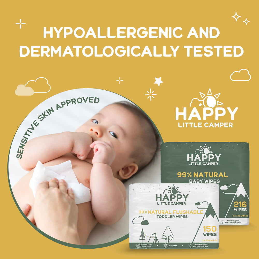 Happy Little Camper fragrance-free wipes ideal for newborn care