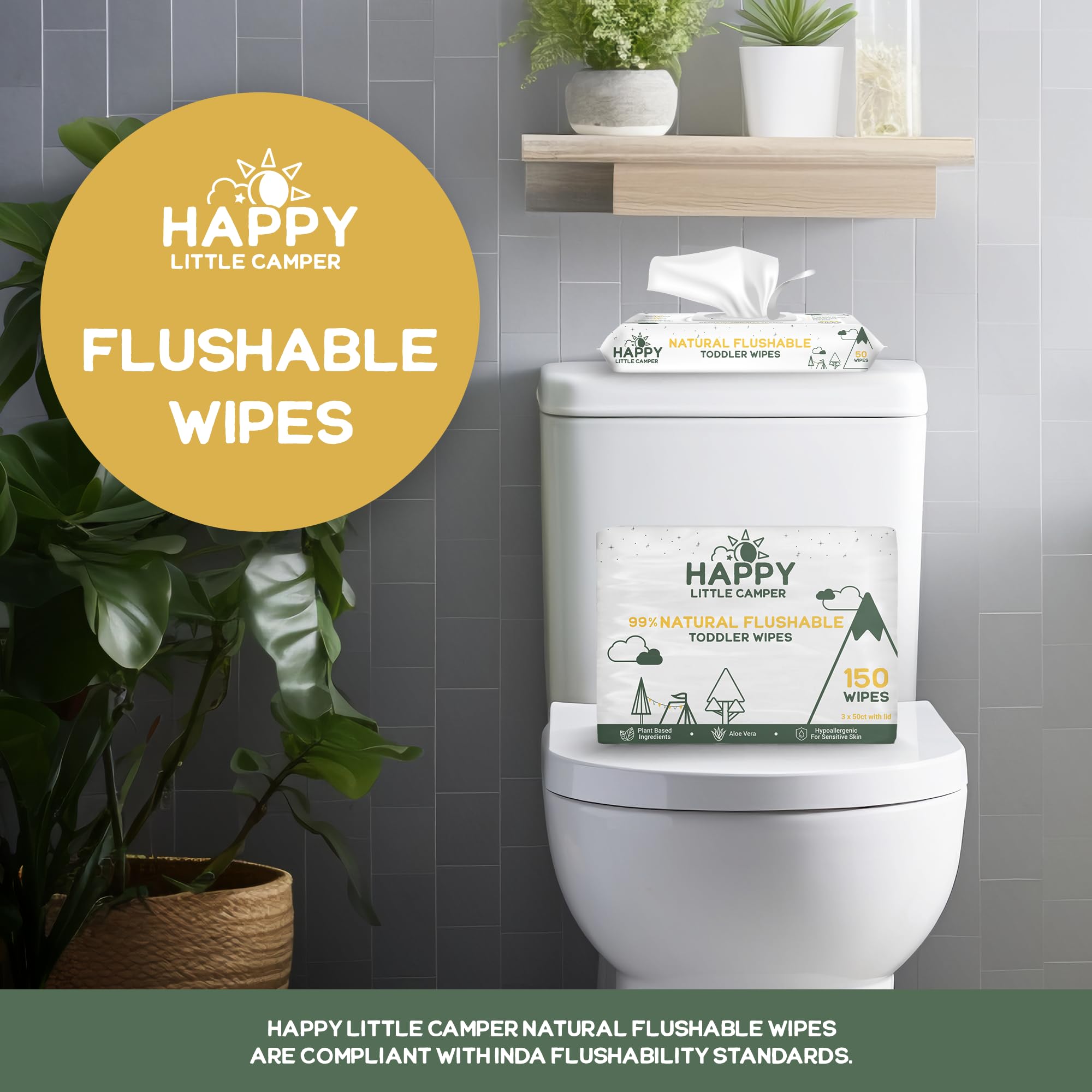 Happy Little Camper plant-based material close-up highlighting chlorine-free composition