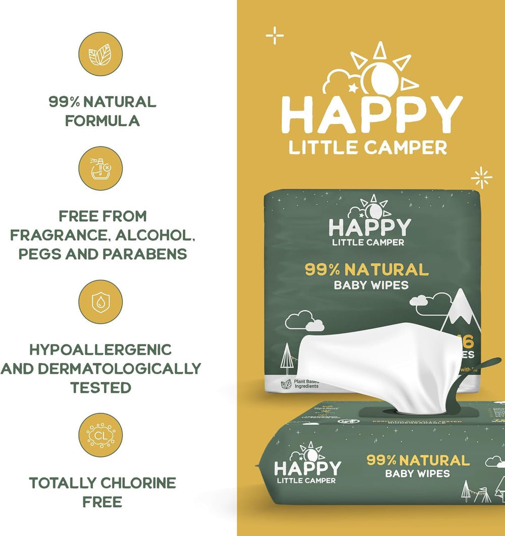 Happy Little Camper plant-based wipes, chlorine-free and septic-safe.