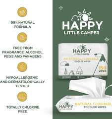 Happy Little Camper unscented wipes close-up texture, gentle for sensitive skin.
