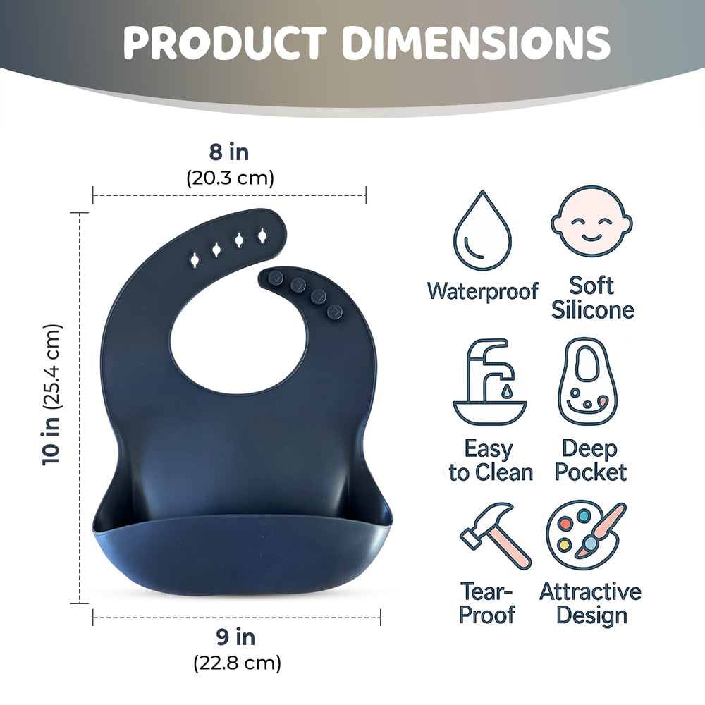 Happy Snails silicone bib waterproof and easy to clean after meals.