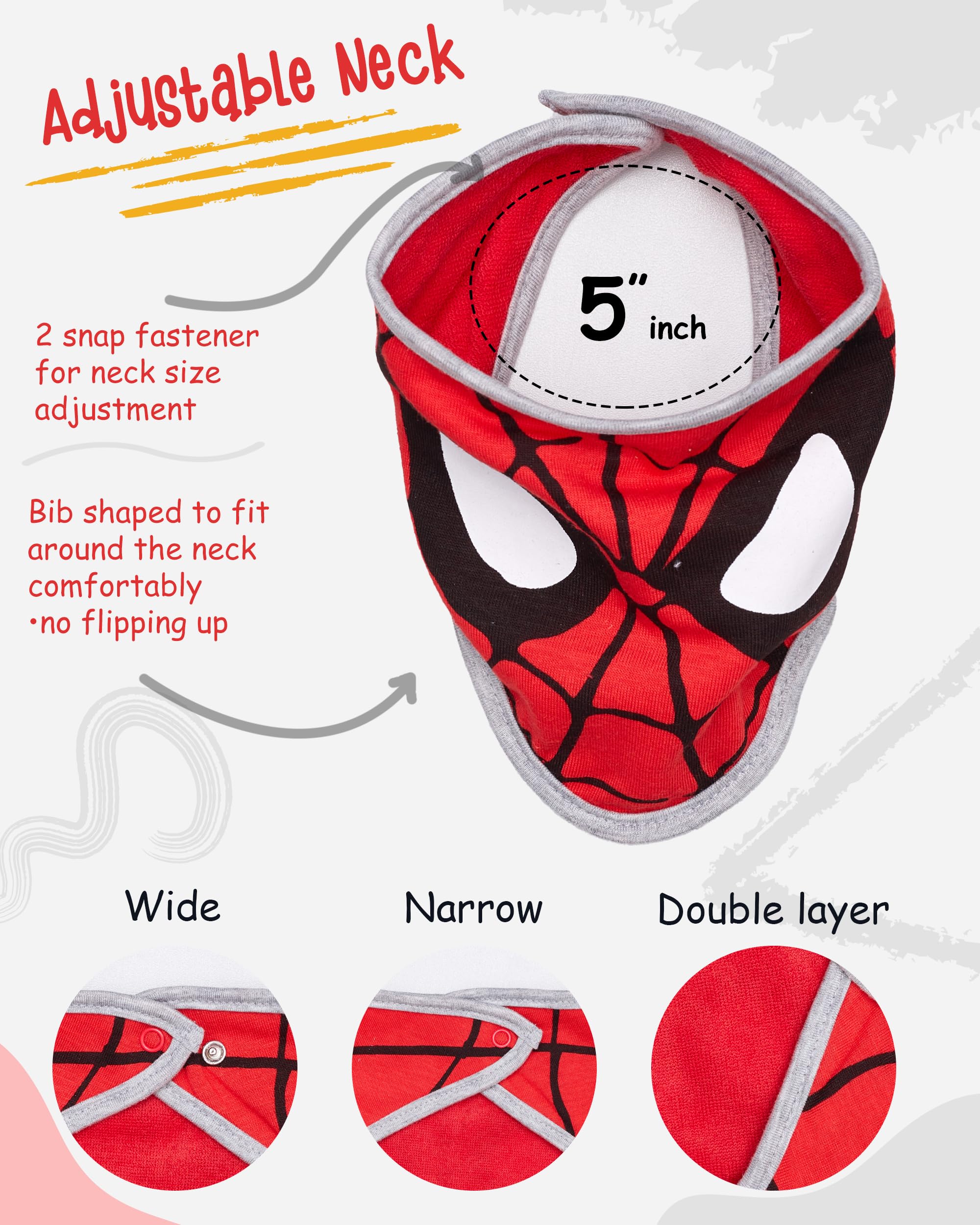 Happy Threads bandana bib in red close-up adds bold style while catching spills.