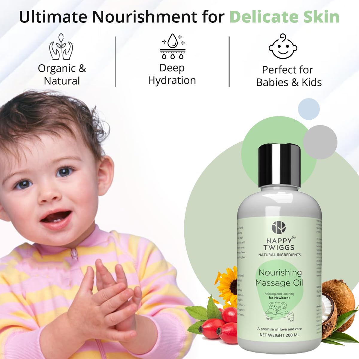 Rosehip and vitamin E infusion on Happy Twiggs label