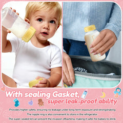 HappyAlley collar rings compatible with Medela medium-flow bottles prevent spills.