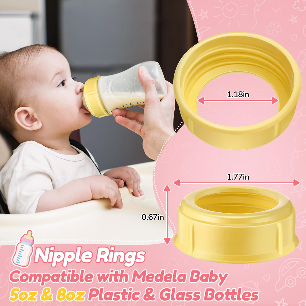 HappyAlley collar rings work with Medela slow-flow bottles for steady flow.