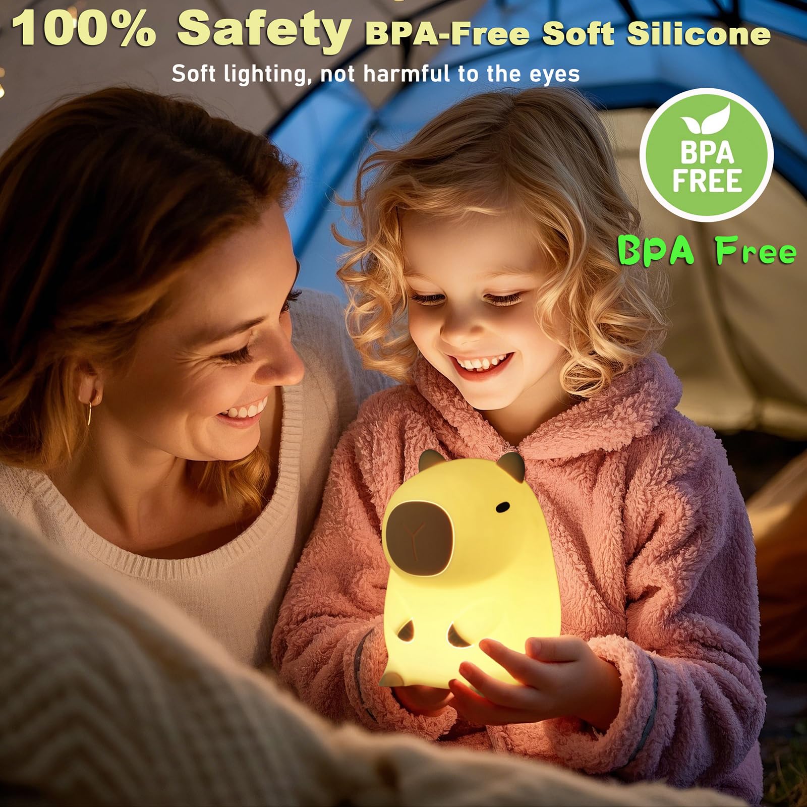 HAPPYBAG Capybara night light with dimmable brightness for cozy rooms