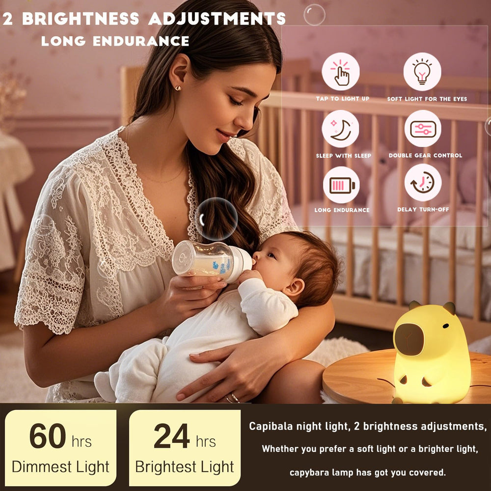 HAPPYBAG Capybara rechargeable night light USB powered for travel