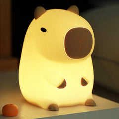 HAPPYBAG Capybara night light on table providing soft bedtime glow
