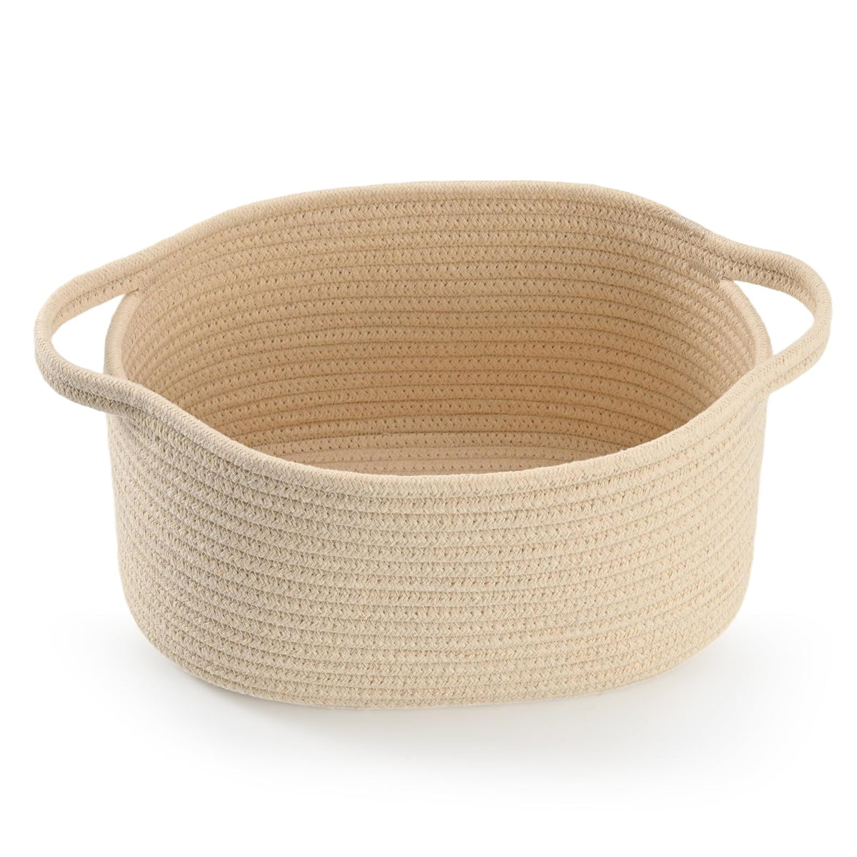 Happyiren beige woven gift basket front view for stylish nursery storage.