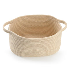 Happyiren beige woven gift basket front view for stylish nursery storage.