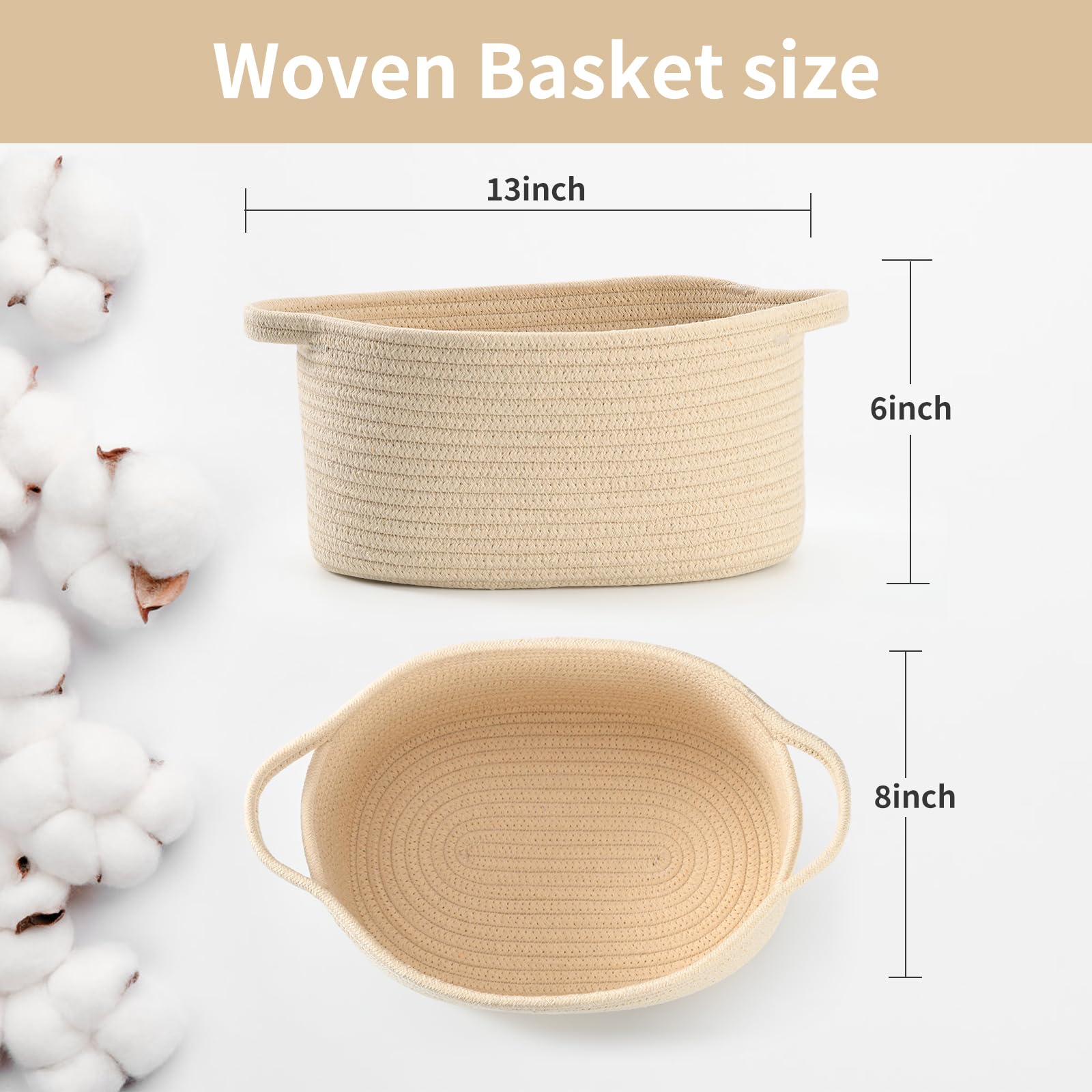 Happyiren beige woven gift basket in a nursery setup for organized storage.