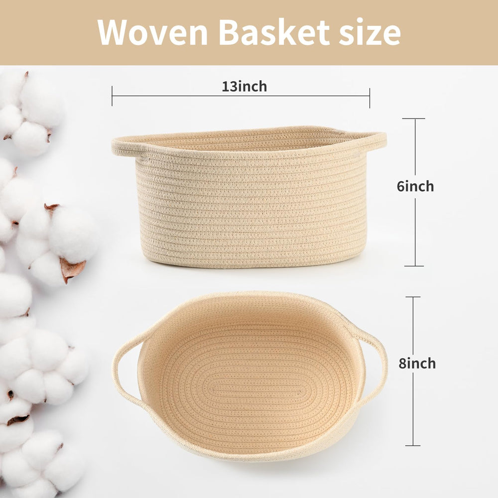 Happyiren beige woven gift basket in a nursery setup for organized storage.