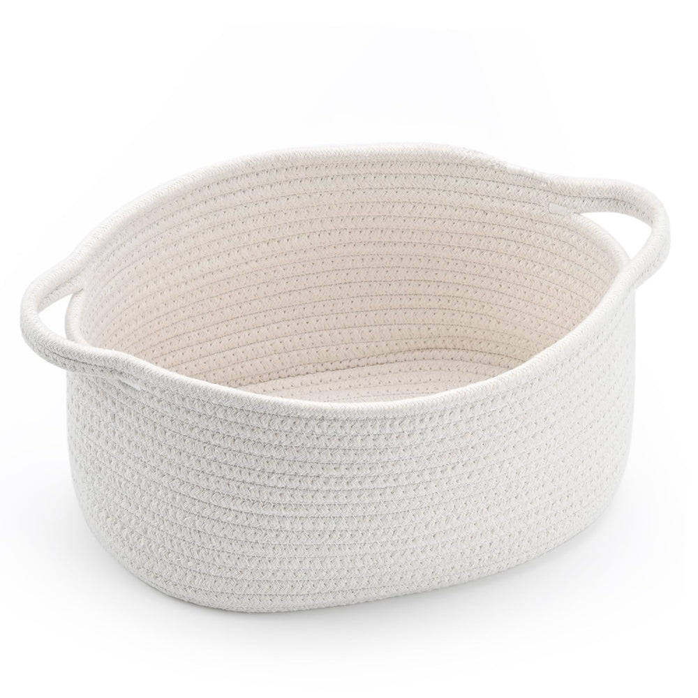 Happyiren cute woven storage basket with handle in nursery for tidy organization
